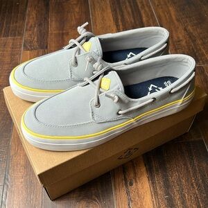 Sperry Crest Boat Shoes Grey/Yellow Women Size 10